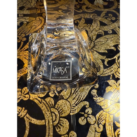 Mikasa Lead Crystal Candle Holders – Art Deco Style Pair, 5.5\